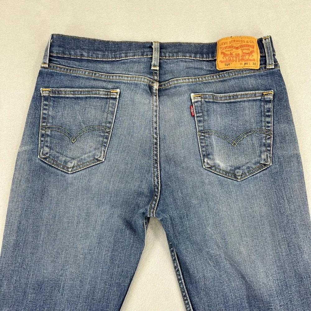 Levis 514 Mens Straight Fit Jeans Medium Wash Blue Denim Size 34 - Picture 13 of 16